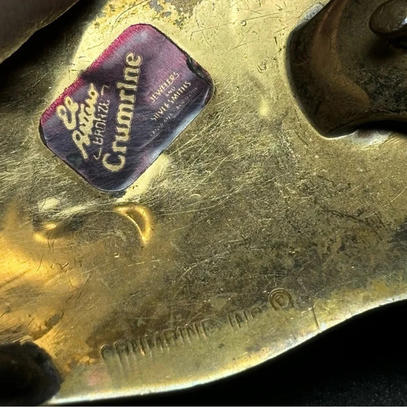 El Arturo Bronze Crumrine Inc Vintage Floral Buckle Solid Gold Tone Men’s Buckle - Picture 7 of 9